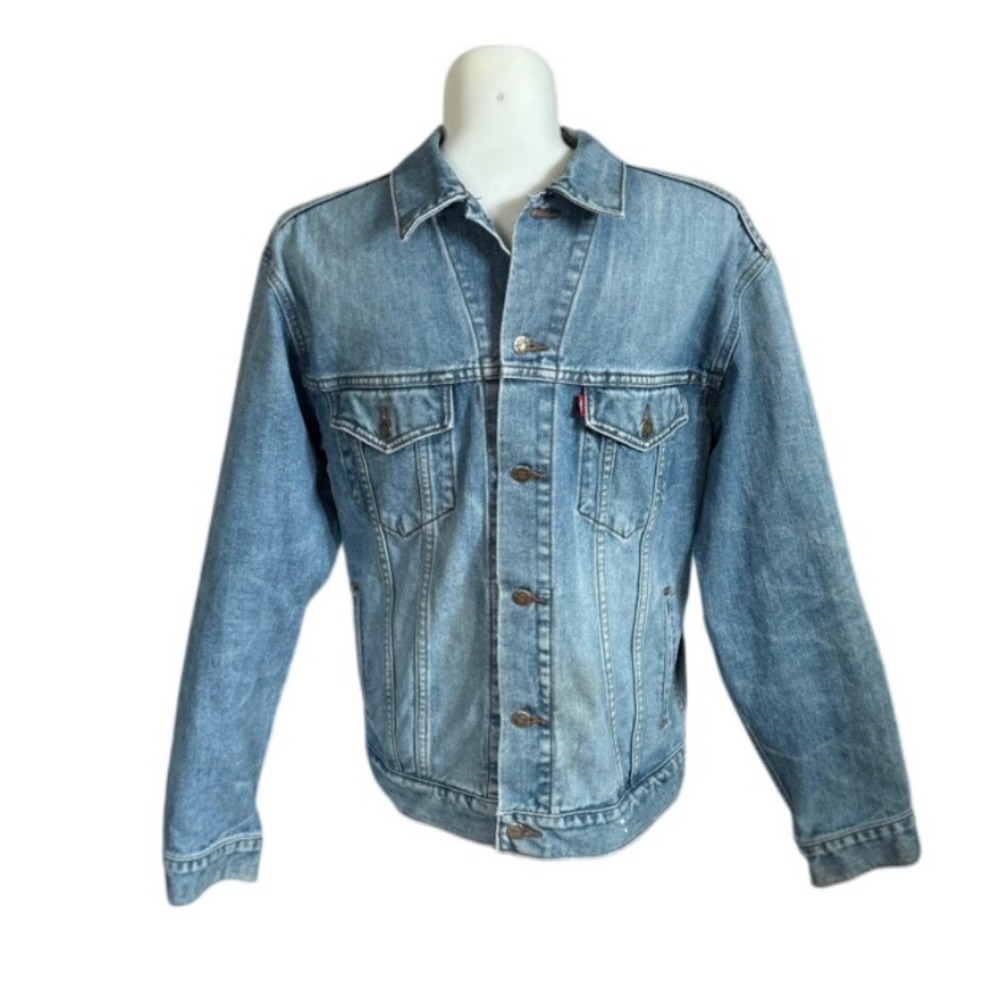 Levis 70507 Standard Trucker Denim Jacket Mens Large Light Wash Blue Cotton